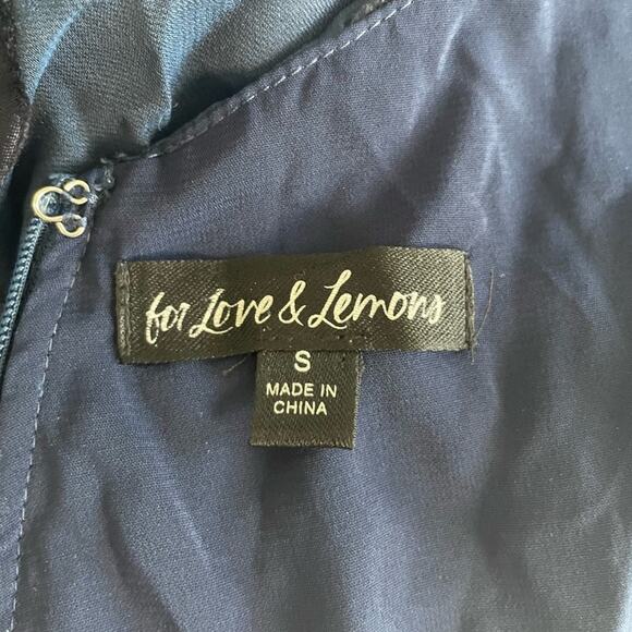 For Love & Lemons‎ Lula Polka Dot Ruched Mini Dress Navy Size S - Picture 6 of 11